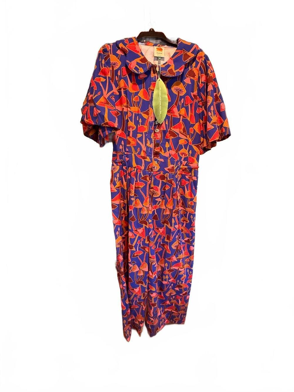 Farm Rio XL Floral Print Jumpsuit with Peter Pan Collar